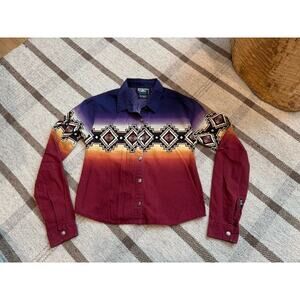 Vintage Brooks And Dunn Panhandle Crop Button Up Shirt Aztec Large Women’s